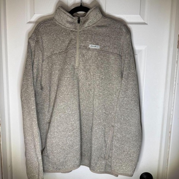 Eddie Bauer Other - Eddie Bauer Mens XL Quarter Zip Fleece Lined Sweater Pullover Marled Oatmeal